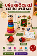 4lü Ahşap Uğurböcekli Eğitici Set