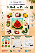 Ahşap Eğitici Bultak & Puzzle Oyuncak Ve Yaz Sil Yazı Tahtası Bebek Çocuk Ahşap Oyuncak
