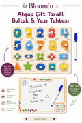 Ahşap Çift Taraflı Bultak & Yazı Tahtası | Kalem Dahil | Eğitici Montessori Bebek Çocuk Oyuncağı