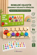 Montessori Ahşap Renk Eşleştirme Oyunu - Kutulu Kartlı Eğitim Seti Renk ve Dikkat Geliştirici Zeka Oyuncağı Bebek Çocuk Ahşap Oyuncak