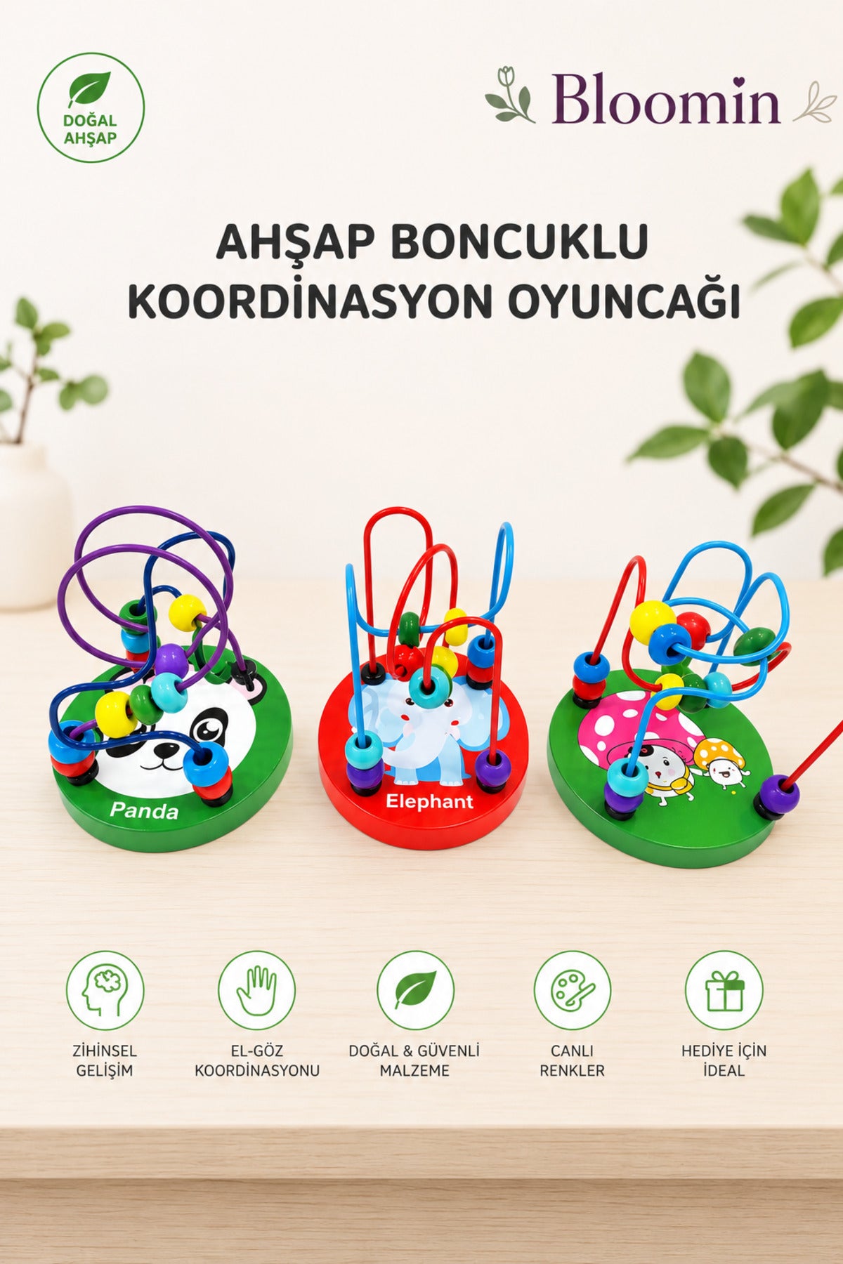 Ahşap Koordinasyon Oyunu Eğitici MİNİ Ahşap Helezon Yay Labirent İnce Motor Beceri Geliştirici Bebek Oyuncak