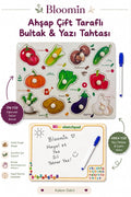 Ahşap Çift Taraflı Bultak & Yazı Tahtası | Kalem Dahil | Eğitici Montessori Bebek Çocuk Oyuncağı