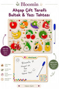 Ahşap Çift Taraflı Bultak & Yazı Tahtası | Kalem Dahil | Eğitici Montessori Bebek Çocuk Oyuncağı