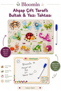 Ahşap Çift Taraflı Bultak & Yazı Tahtası | Kalem Dahil | Eğitici Montessori Bebek Çocuk Oyuncağı