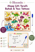 Ahşap Çift Taraflı Bultak & Yazı Tahtası | Kalem Dahil | Eğitici Montessori Bebek Çocuk Oyuncağı