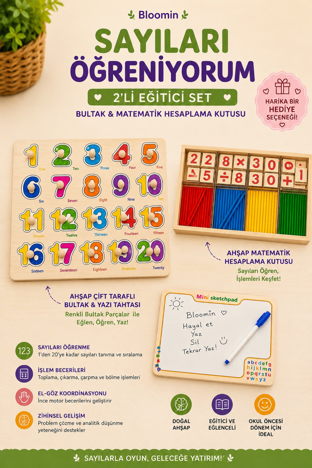 Ahşap Sayıları Öğreniyorum Matematik Seti