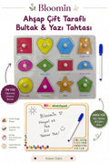 Ahşap Çift Taraflı Bultak & Yazı Tahtası | Kalem Dahil | Eğitici Montessori Bebek Çocuk Oyuncağı