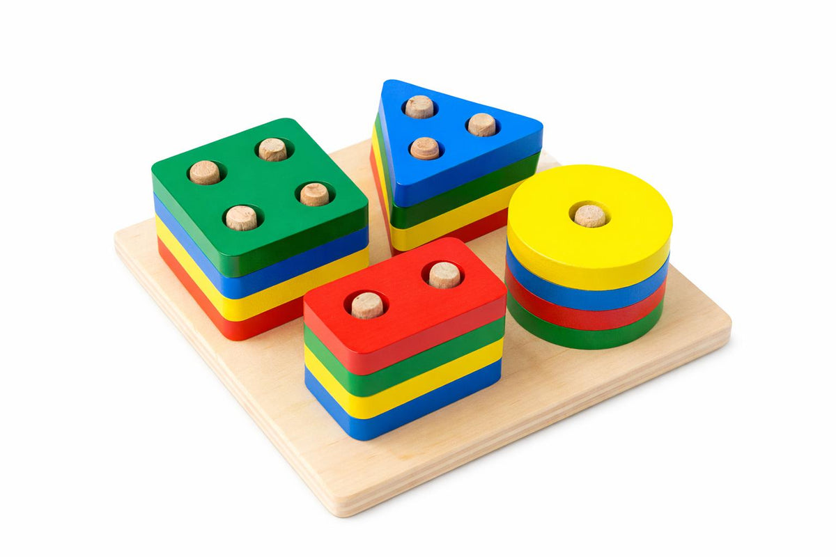 4’lü Ahşap Bultak Geometrik Şekil Yerleştirme Oyunu Eğitici Oyuncak
